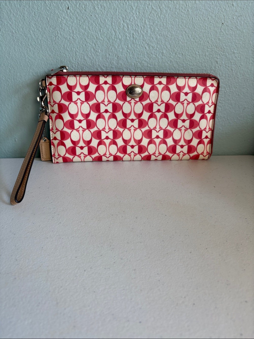Coach Pomegranate Peyton Dream C Zip Wristlet Signature Wallet F51364